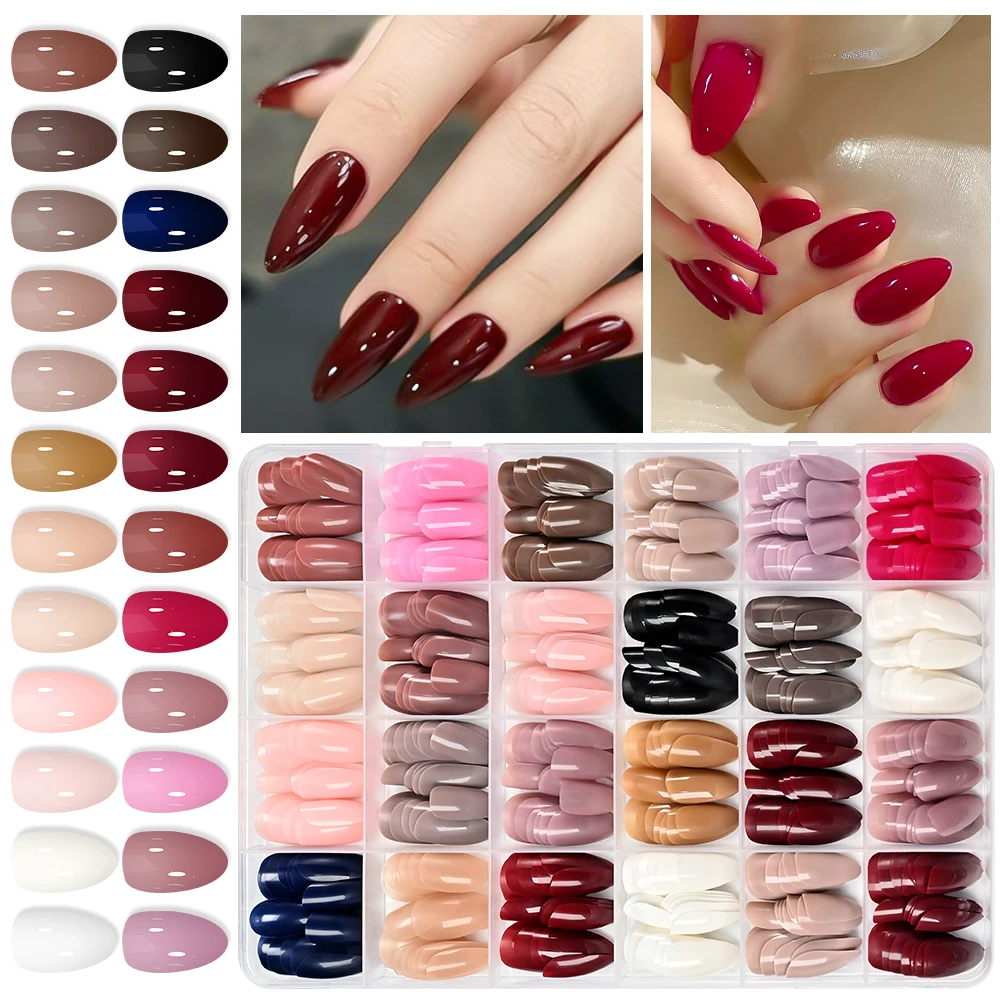576pcs 24colors Glitter Almond Solid Color Fake Nails Colorful Press On False Nails Kit Large Capacity Full Cover Fasle Nail Tip
576pcs 24colors Glitter Almond Solid Color Fake Nails Colorful Press On False Nails Kit Large Capacity Full Cover Fasle Nail Tip