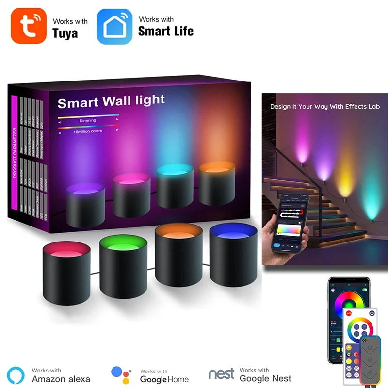 Tuya Smart RGBIC Wall Sconces WiFi Music Wall Ambient Lihgt for Stair APP Wireless Control Compatible with Alexa and Google
Tuya Smart RGBIC Wall Sconces WiFi Music Wall Ambient Lihgt for Stair APP Wireless Control Compatible with Alexa and Google