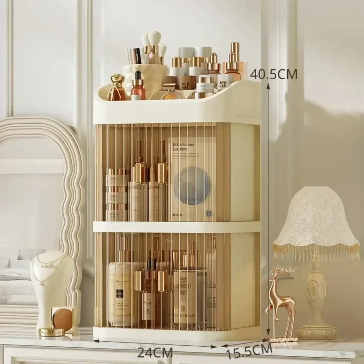 Dust-proof Cosmetic Organizer Cosmetics Containe Drawer Organizer Makeup Storage Box Large Capacity Dressing Table Storage Rack