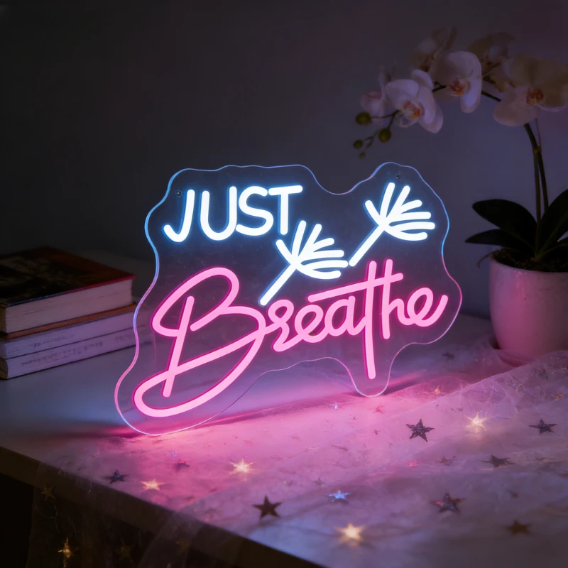 Just Breathe Neon Sign LED Night Light USB Aesthetic Room Decor Lamp for Bedroom Living Room Yoga Studio Mental Health Gift
Just Breathe Neon Sign LED Night Light USB Aesthetic Room Decor Lamp for Bedroom Living Room Yoga Studio Mental Health Gift