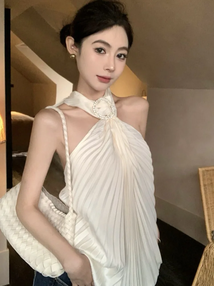 Pure Desire Sexy Girl Heavy Embellished Satin Shoulder Bared Sleeveless Women's Summer High-End Feelings Necklace Halter Top
Pure Desire Sexy Girl Heavy Embellished Satin Shoulder Bared Sleeveless Women's Summer High-End Feelings Necklace Halter Top