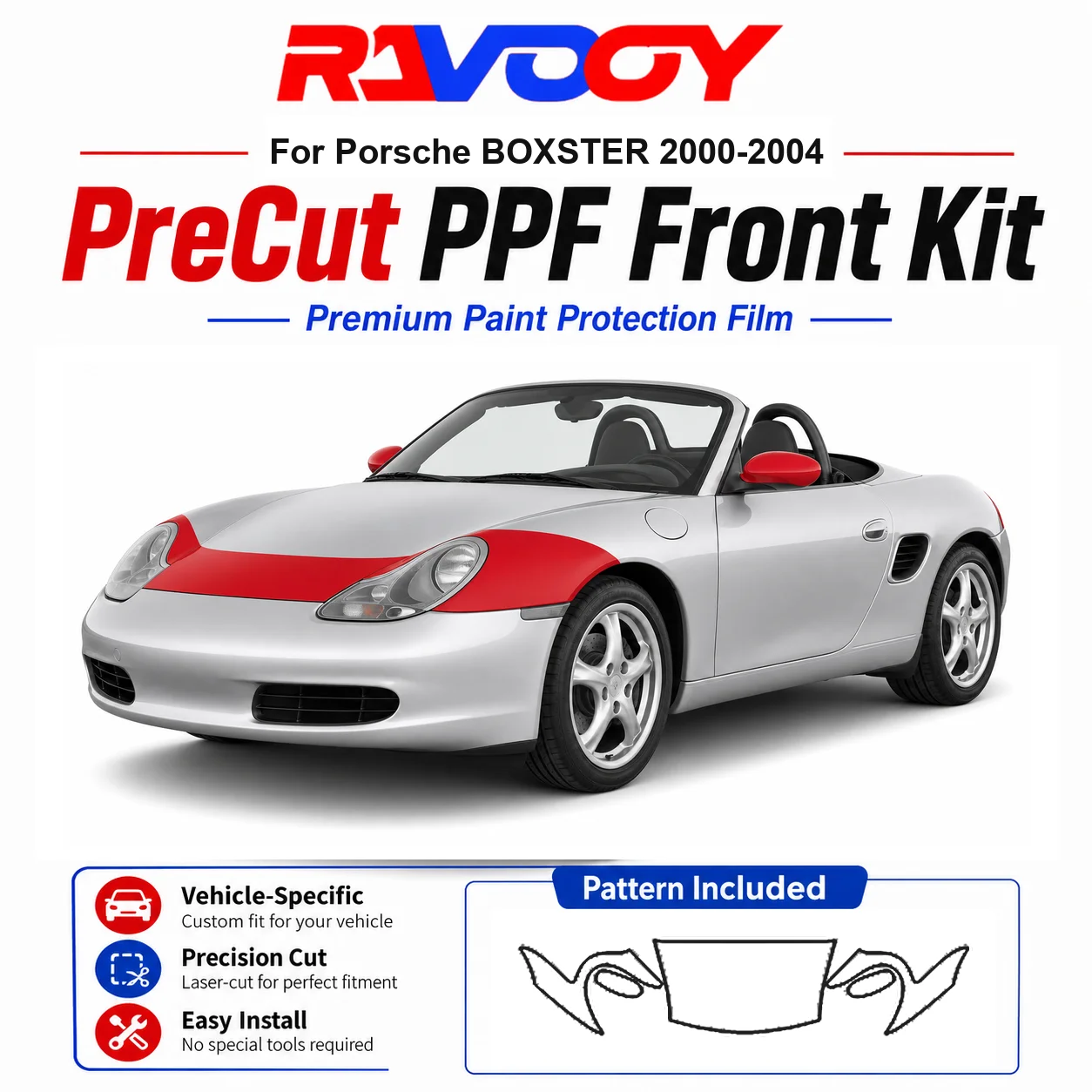 8.5mil TPU Precut PPF Kit For Porsche BOXSTER 2000-2004 - Hood, Fenders & Mirror Set - Self-Healing Clear Bra Film
8.5mil TPU Precut PPF Kit For Porsche BOXSTER 2000-2004 - Hood, Fenders & Mirror Set - Self-Healing Clear Bra Film