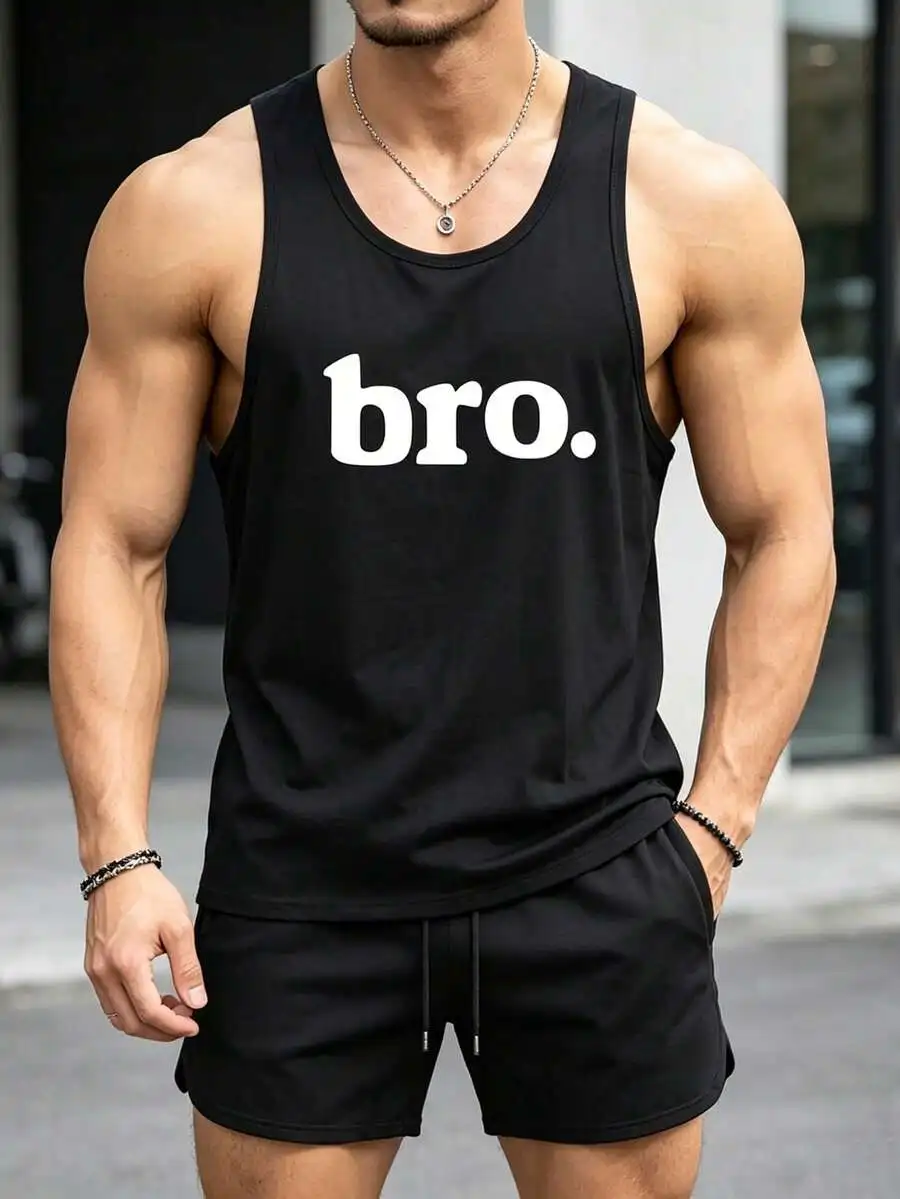 Mens Cotton Tank Top With Bro Graphic Print Casual Fitness Wear
Mens Cotton Tank Top With Bro Graphic Print Casual Fitness Wear