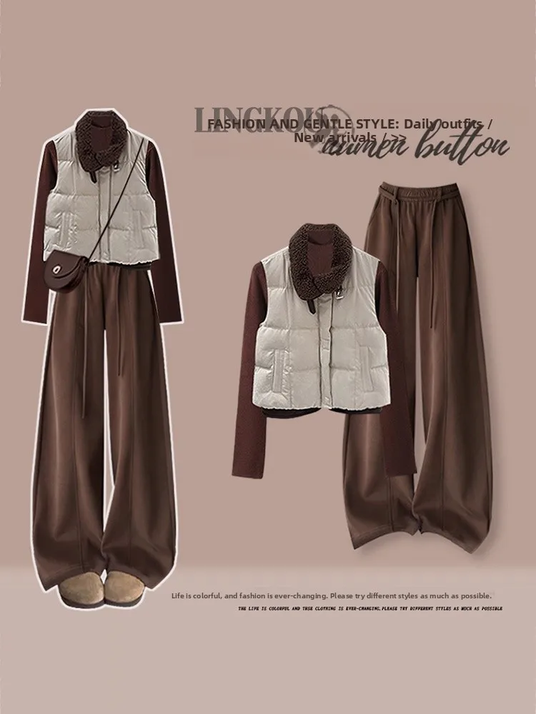 Elegant plus Size Winter Set Women's Vintage Slimming Vest Base Shirt with Casual Pants Three Piece Set High Waist Pants
Elegant plus Size Winter Set Women's Vintage Slimming Vest Base Shirt with Casual Pants Three Piece Set High Waist Pants