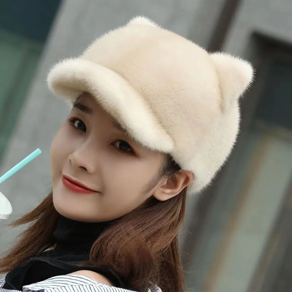 Cute Bear Ear Winter Hat Imitation Mink Fur Caps For Women Keep Warm Baseball Caps Thicken Fluffy Plush Thermal Women Caps
Cute Bear Ear Winter Hat Imitation Mink Fur Caps For Women Keep Warm Baseball Caps Thicken Fluffy Plush Thermal Women Caps