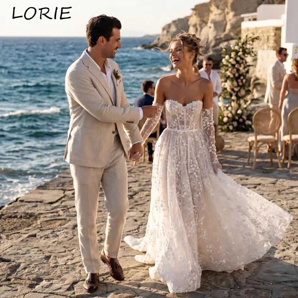 LORIE Appliques Boho Wedding Dress 3D Flowers Lace Long Sleeve Sweetheart Off Shoulder Bride Gown Customized Plus Bride Dress
LORIE Appliques Boho Wedding Dress 3D Flowers Lace Long Sleeve Sweetheart Off Shoulder Bride Gown Customized Plus Bride Dress