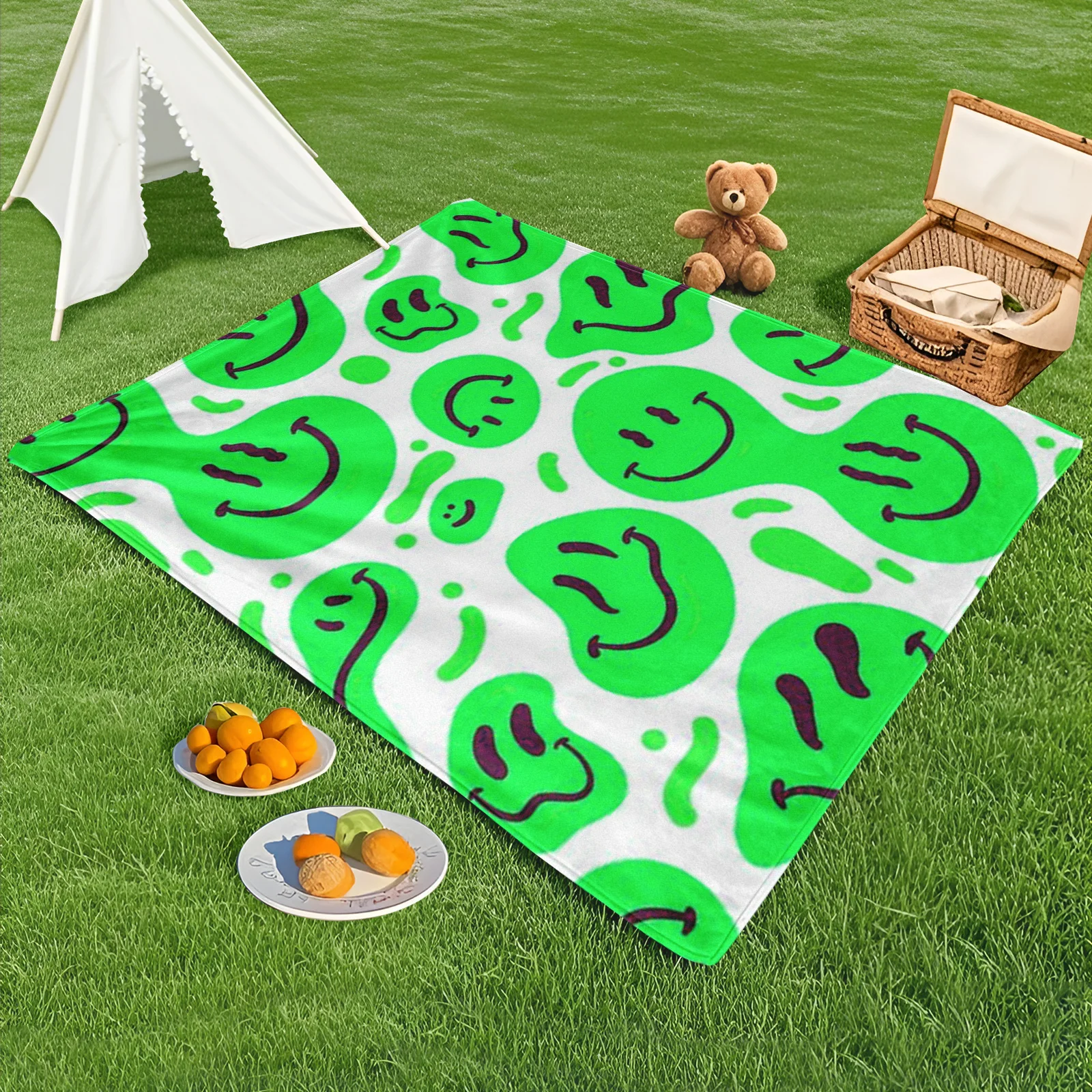 Repeating Smile Design Green White Outdoor Blanket For Beach Days Camping Trips And Park Gatherings With Style
Repeating Smile Design Green White Outdoor Blanket For Beach Days Camping Trips And Park Gatherings With Style