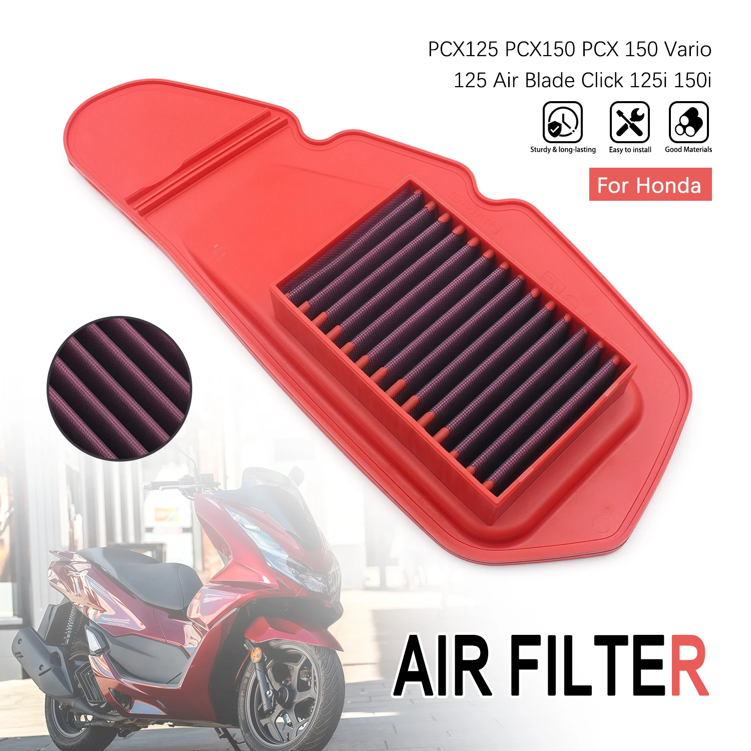 For Honda VARIO AIR BLADE 125 PCX125 WW125 PCX150 CLICK 125i 150i 150 i Motorcycle Air Intake Filter Cleaner Accessories
For Honda VARIO AIR BLADE 125 PCX125 WW125 PCX150 CLICK 125i 150i 150 i Motorcycle Air Intake Filter Cleaner Accessories