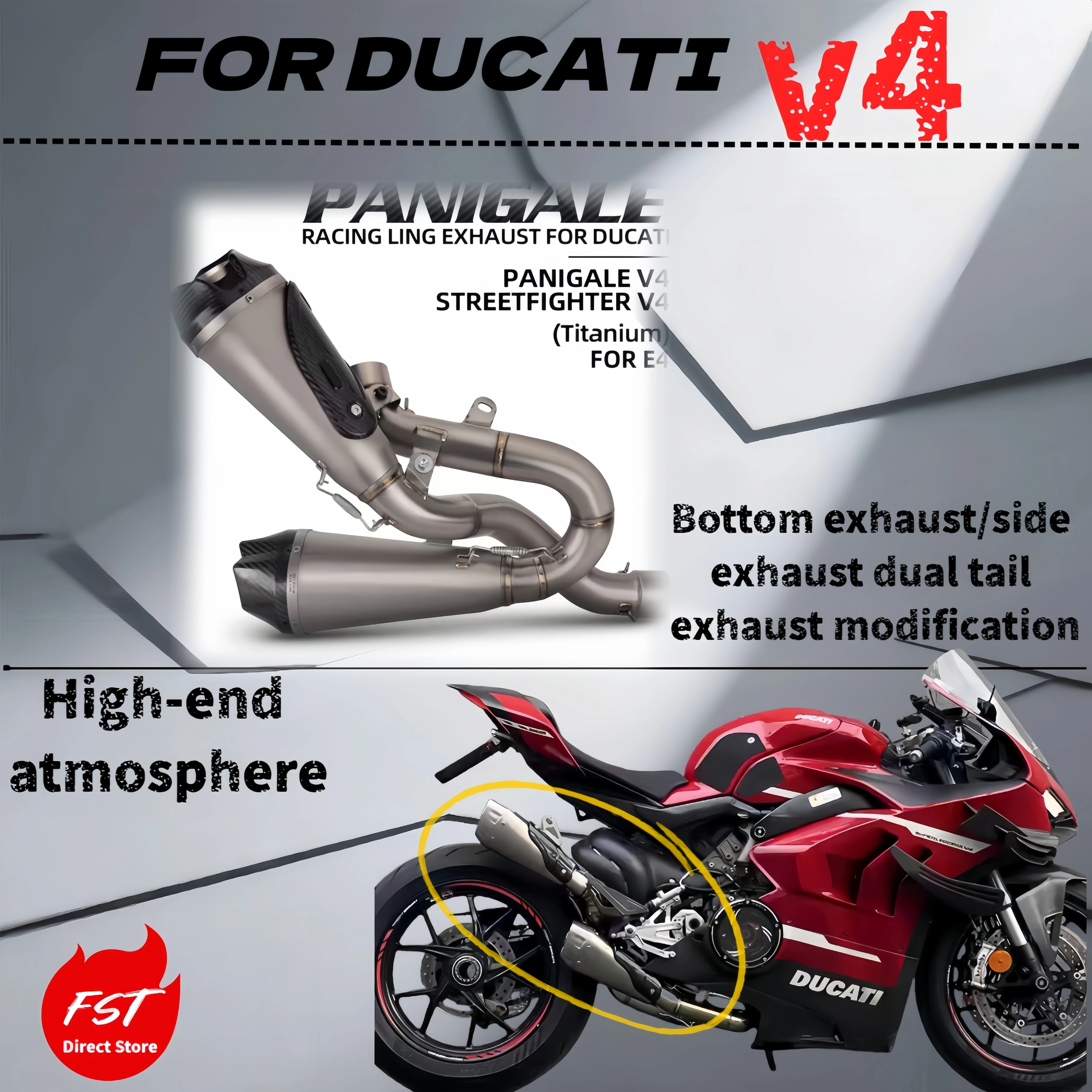 For Ducati Panigale V4 2018-2023 exhaust pipe Streetfighter V4 titanium alloy exhaust dual outlet modification
For Ducati Panigale V4 2018-2023 exhaust pipe Streetfighter V4 titanium alloy exhaust dual outlet modification