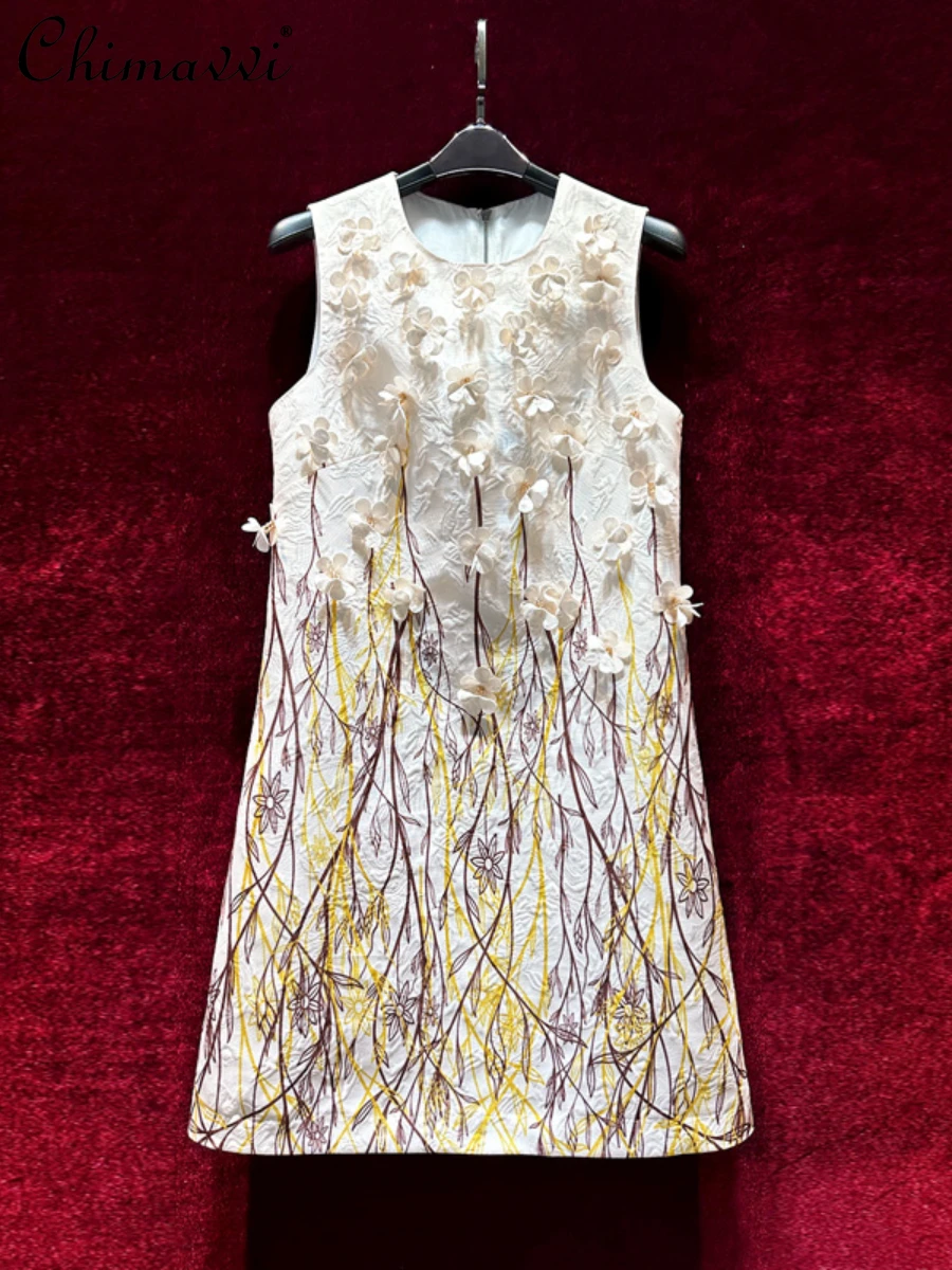 Fashion Handmade 3D Flower Sleeveless A- Line Dress Female High-End Round Neck Slim Above Knee Dress Women 2024 Summer New
Fashion Handmade 3D Flower Sleeveless A- Line Dress Female High-End Round Neck Slim Above Knee Dress Women 2024 Summer New