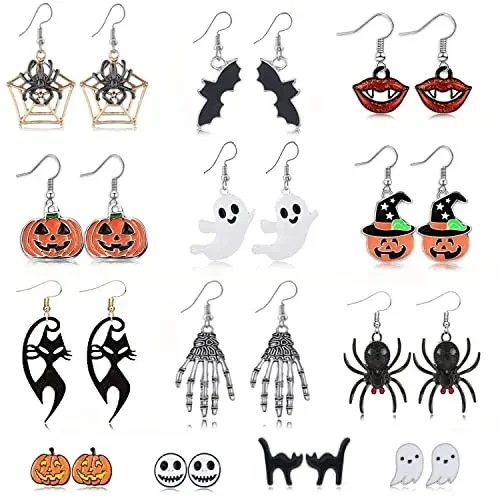 2024 Vintage Colorful Pumpkin Spider Bat Earrings Metal Spooky Cat Stud Earrings for Women Halloween Party Prom Jewelry Gift
2024 Vintage Colorful Pumpkin Spider Bat Earrings Metal Spooky Cat Stud Earrings for Women Halloween Party Prom Jewelry Gift