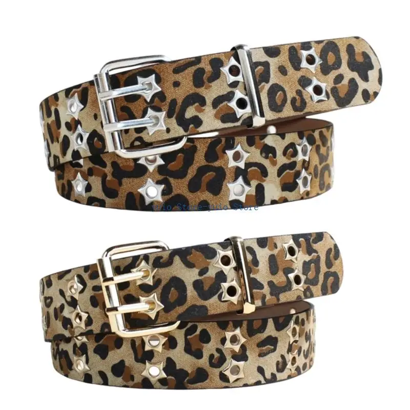 X7XB Edgy Studded Punk Belt With Removable Chain Leopard Print Design Waistband
X7XB Edgy Studded Punk Belt With Removable Chain Leopard Print Design Waistband