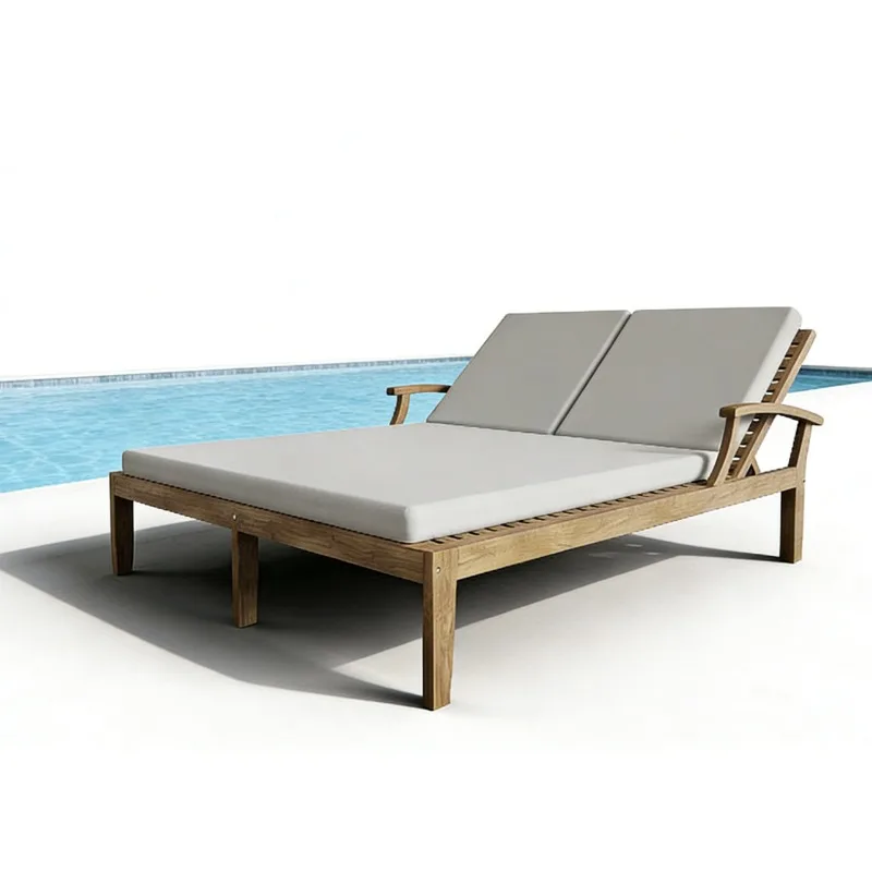 Heavy Duty Double Teak Chaise Lounge Outdoor 2 Person Sun Bathing Bed All Weather Solid Wood Daybed for Commercial Use
Heavy Duty Double Teak Chaise Lounge Outdoor 2 Person Sun Bathing Bed All Weather Solid Wood Daybed for Commercial Use