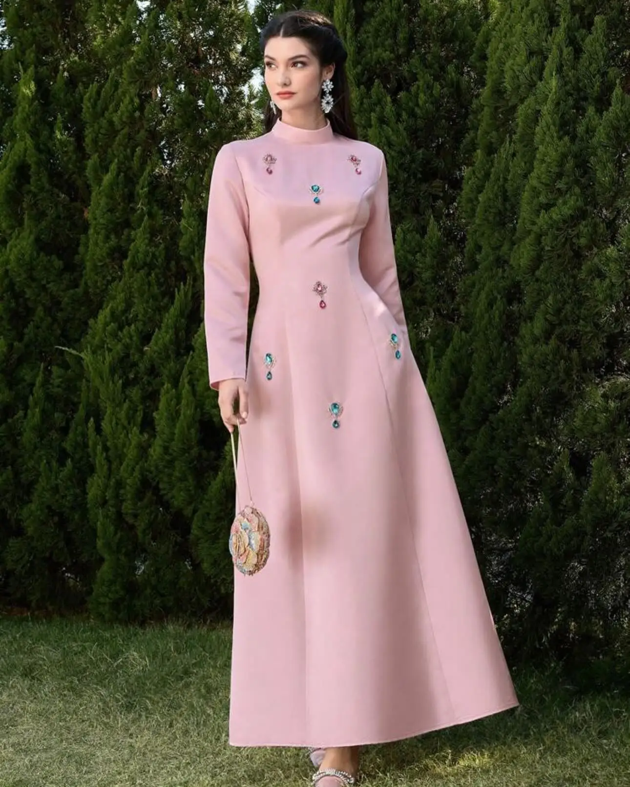 Customized High Quality Jersey Crystal Evening Dresses Graceful High Neckline Long Sleeves Prom Dress Custom Made Bridal Party
Customized High Quality Jersey Crystal Evening Dresses Graceful High Neckline Long Sleeves Prom Dress Custom Made Bridal Party