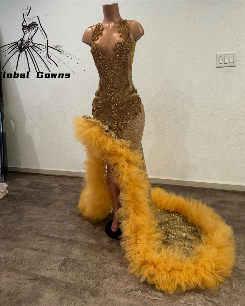 Gold N Deal Long Prom Dress Black Girl 2024 Bead Rhinestone Birthday Party Dresses Ruffle High Slit Evening Gown Robe Customized
Gold N Deal Long Prom Dress Black Girl 2024 Bead Rhinestone Birthday Party Dresses Ruffle High Slit Evening Gown Robe Customized