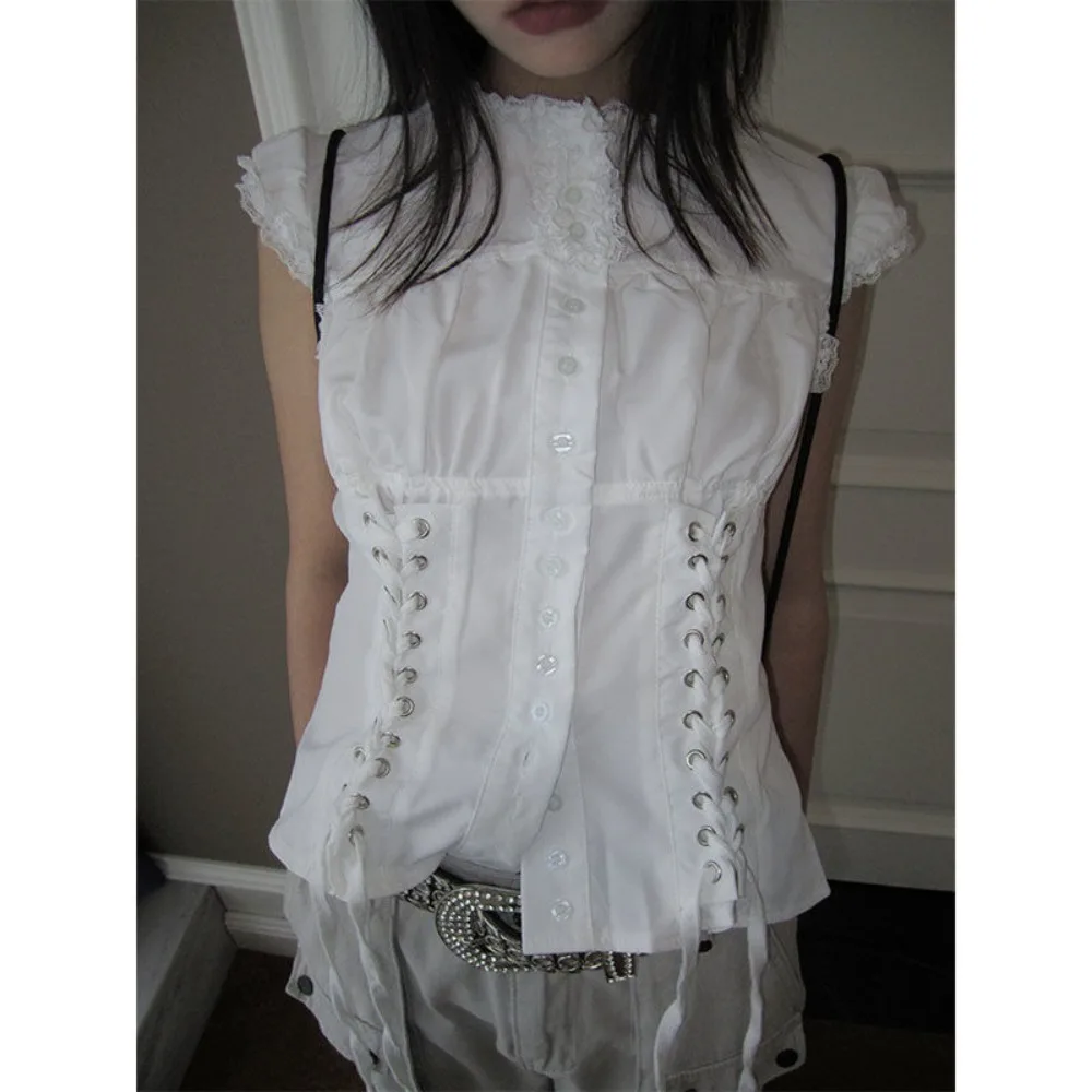 Vintage Lace Edge Tie Up Slim Waist Flying Short Sleeves Single Breasted Blouse Women Sweet Temperament All Match Women Shirt
Vintage Lace Edge Tie Up Slim Waist Flying Short Sleeves Single Breasted Blouse Women Sweet Temperament All Match Women Shirt