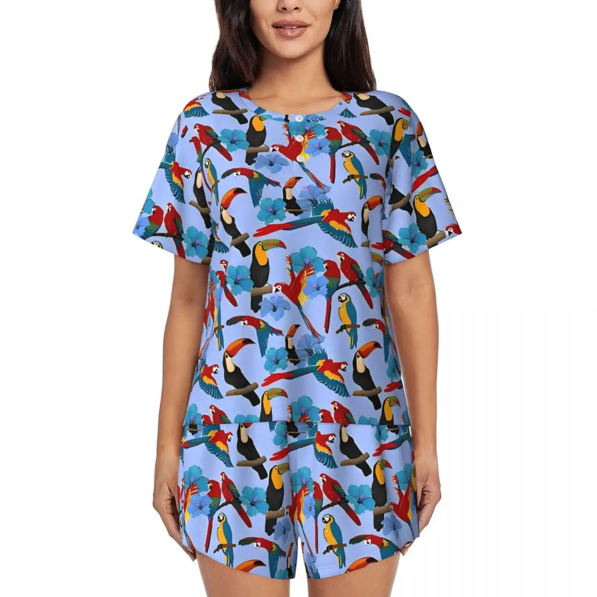 Tropical Flower Pajamas Female Retro Birds Print Vintage Nightwear Daily Short-Sleeve 2 Pieces Home O Neck Custom Pajamas Set
Tropical Flower Pajamas Female Retro Birds Print Vintage Nightwear Daily Short-Sleeve 2 Pieces Home O Neck Custom Pajamas Set
