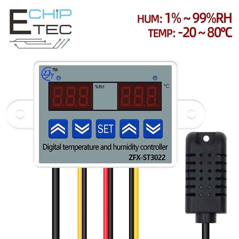 ZFX-ST3022 Temperature Controller Thermostat Humidity Control Thermometer Hygrometer Controller Thermoregulator 12V/24V/220V
ZFX-ST3022 Temperature Controller Thermostat Humidity Control Thermometer Hygrometer Controller Thermoregulator 12V/24V/220V