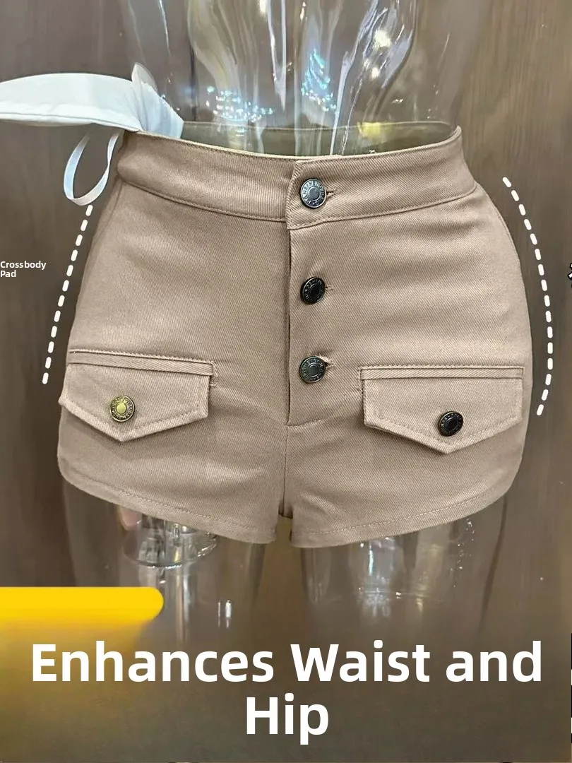 High Waist Khaki Short Shorts Women's Super Short Jeans Built-In Hip Pad Slimming Casual Spring Pure Desire Style
High Waist Khaki Short Shorts Women's Super Short Jeans Built-In Hip Pad Slimming Casual Spring Pure Desire Style