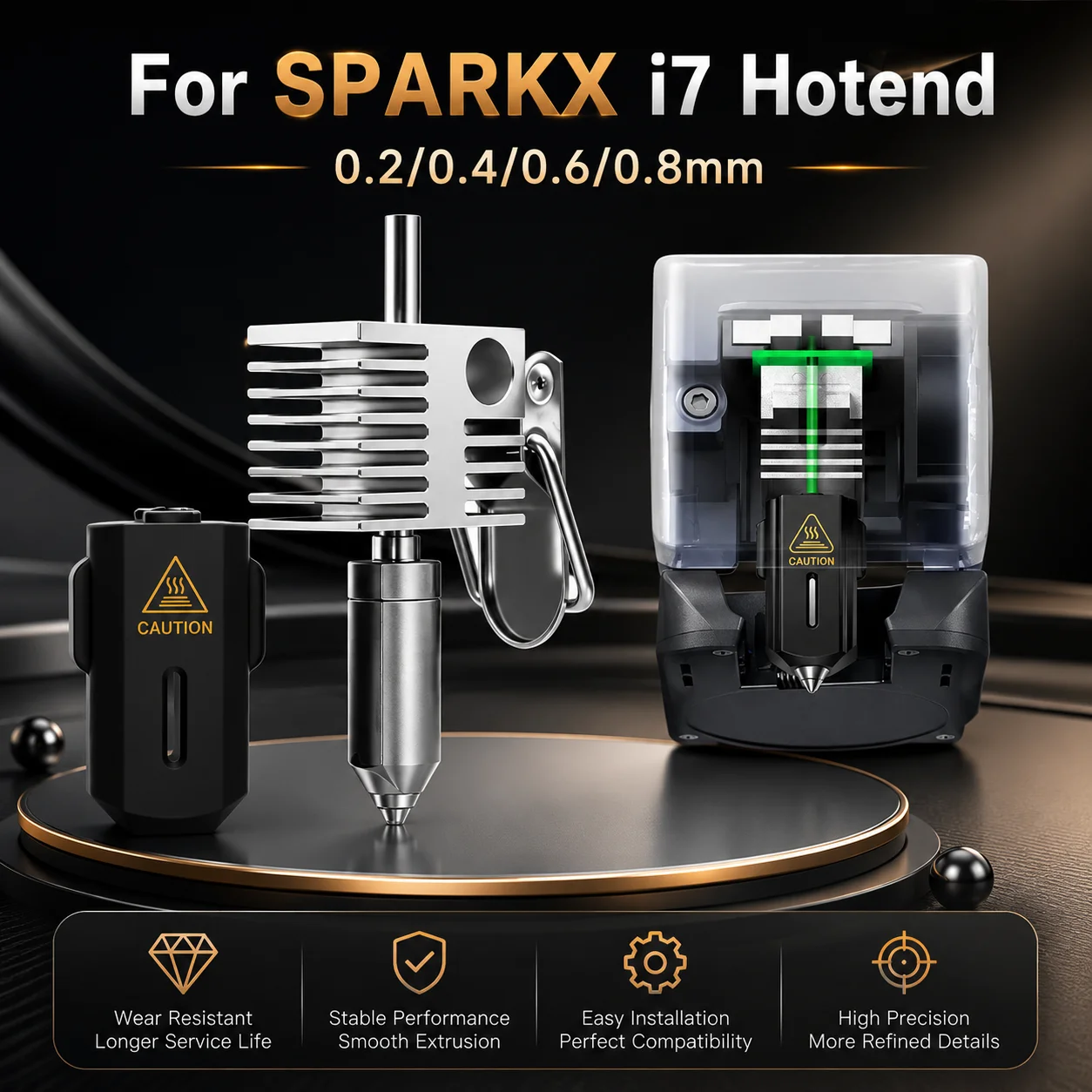 For SPARKX i7 3D Printer Hotend Kit with 0.2/0.4/0.6/0.8 mm Nozzles—i7 Copper Alloy Quick-Swap Hot end for SPARKX i7
For SPARKX i7 3D Printer Hotend Kit with 0.2/0.4/0.6/0.8 mm Nozzles—i7 Copper Alloy Quick-Swap Hot end for SPARKX i7