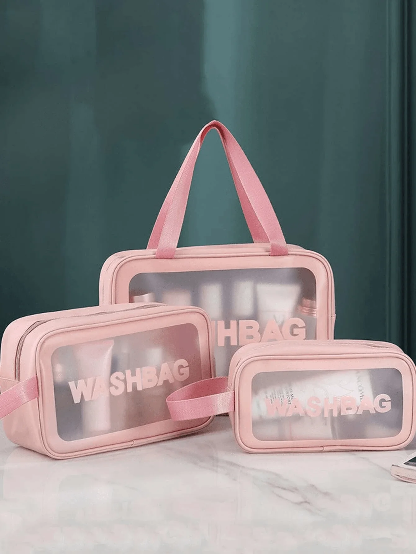 3pcs/Set Large Capacity Travel Toiletry Bag, PVC Transparent Makeup Bag, Waterproof Bathroom Organizer Bag, Makeup Brush Holder, Cosmetic Bag, Perfume Storage Box, Essential For Summer Vacation, Beach, Gift, Skincare, Cosmetics, Bathroom Storage, Lipstick
3pcs/Set Large Capacity Travel Toiletry Bag, PVC Transparent Makeup Bag, Waterproof Bathroom Organizer Bag, Makeup Brush Holder, Cosmetic Bag, Perfume Storage Box, Essential For Summer Vacation, Beach, Gift, Skincare, Cosmetics, Bathroom Storage, Lipstick