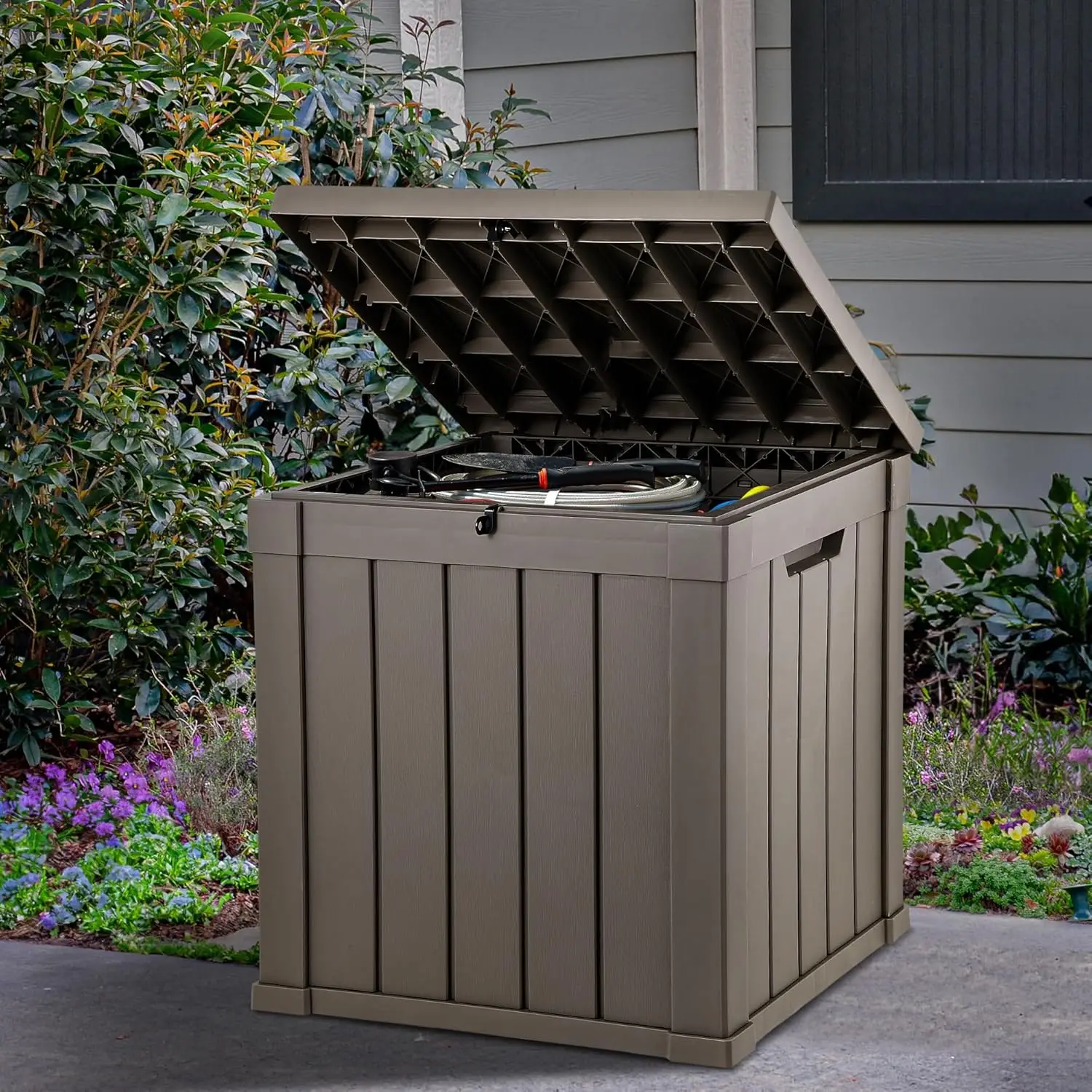 51 Gallon Outdoor Storage Deck Box, Waterproof Resin with Lockable Lid for Patio Cushions, Pool Accessories, Garden Tools, Taupe
51 Gallon Outdoor Storage Deck Box, Waterproof Resin with Lockable Lid for Patio Cushions, Pool Accessories, Garden Tools, Taupe