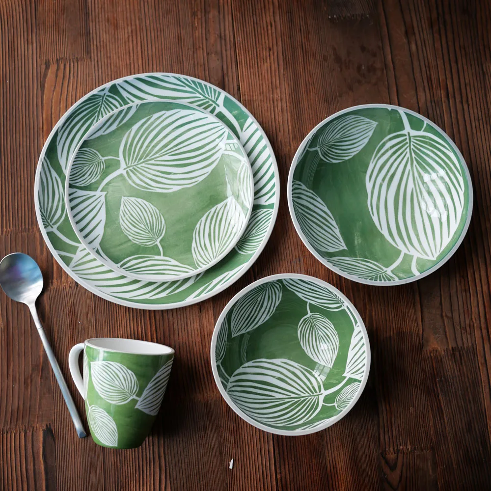 New Bone China Thick Edge Underglaze Green Leaves Fresh Daily Cultery Plate/Bowl/Cup
New Bone China Thick Edge Underglaze Green Leaves Fresh Daily Cultery Plate/Bowl/Cup