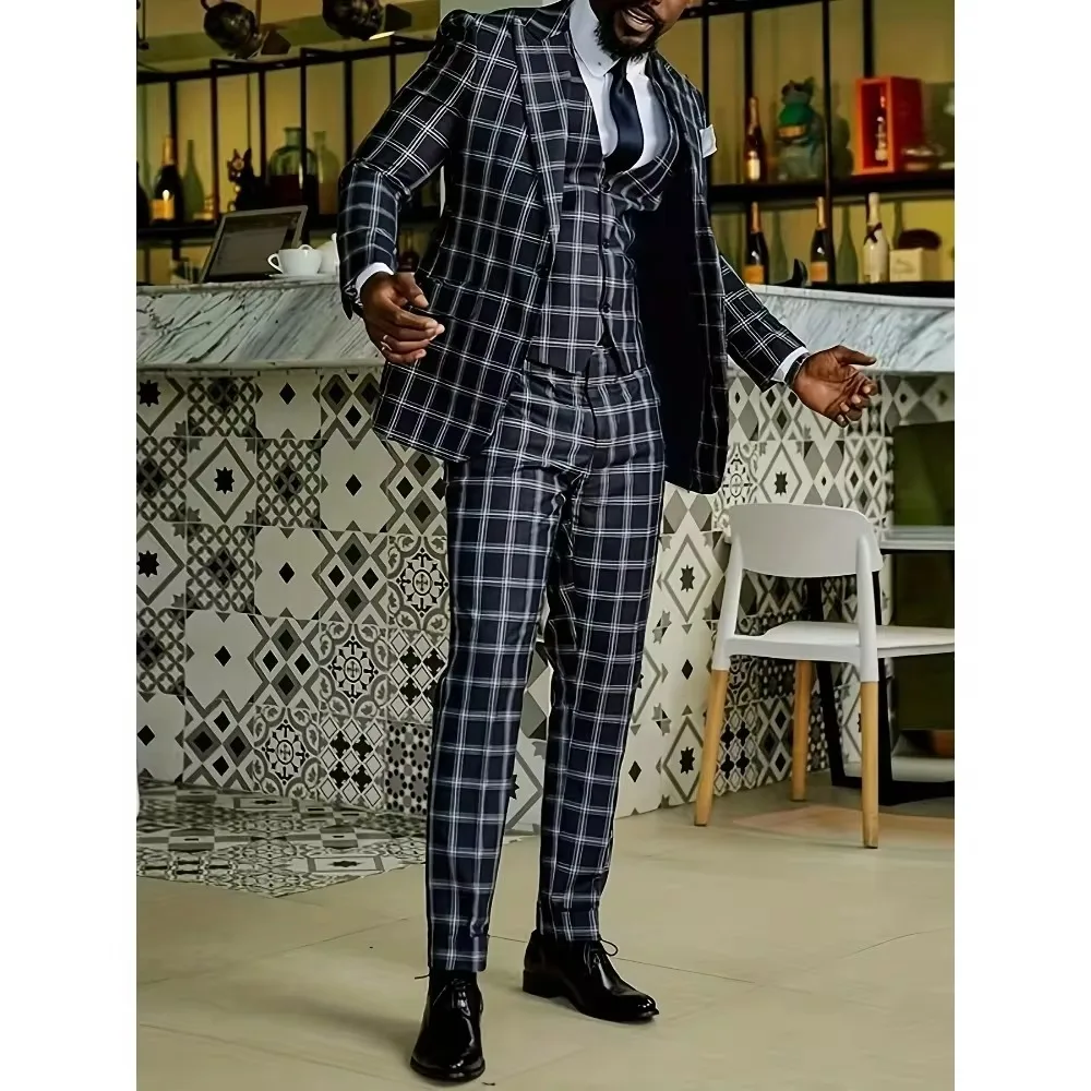 Men's Suits 3Pcs/set Basic Plaid Print Notch Lapel One Button Long Sleeve Blazer & Pants Set Casual Daily High Quality Suit
Men's Suits 3Pcs/set Basic Plaid Print Notch Lapel One Button Long Sleeve Blazer & Pants Set Casual Daily High Quality Suit