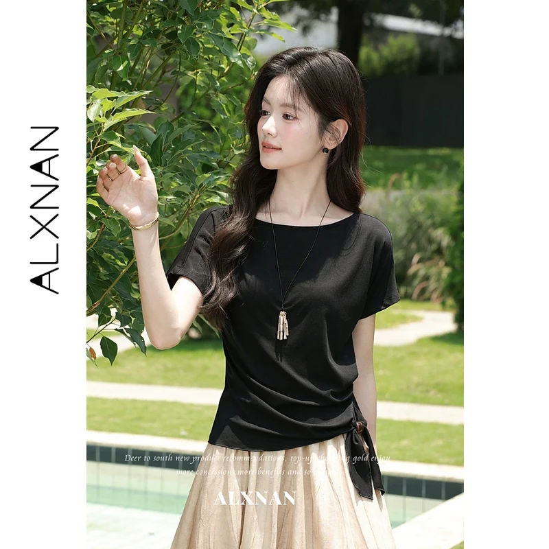 ALXNAN Women's T-shirt Summer Black Short Sleeve Tees Ladies Casual Crew Neck Fashion Elegant Basic Female Clothing L65965
ALXNAN Women's T-shirt Summer Black Short Sleeve Tees Ladies Casual Crew Neck Fashion Elegant Basic Female Clothing L65965