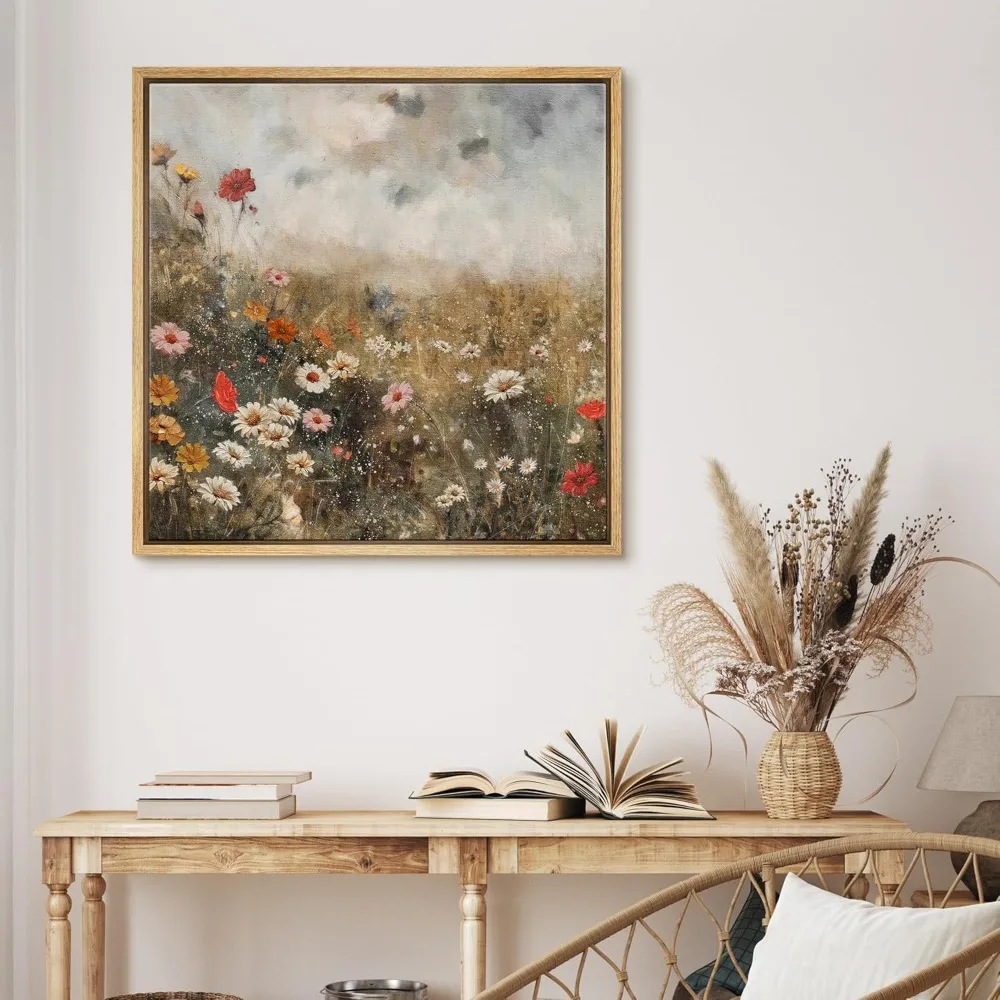 Framed Canvas Print Wall Art Vintage Misty Morning Field of Wildflowers Rustic for Living Room, Bedroom, Office 24"x24" NATURAL
Framed Canvas Print Wall Art Vintage Misty Morning Field of Wildflowers Rustic for Living Room, Bedroom, Office 24"x24" NATURAL