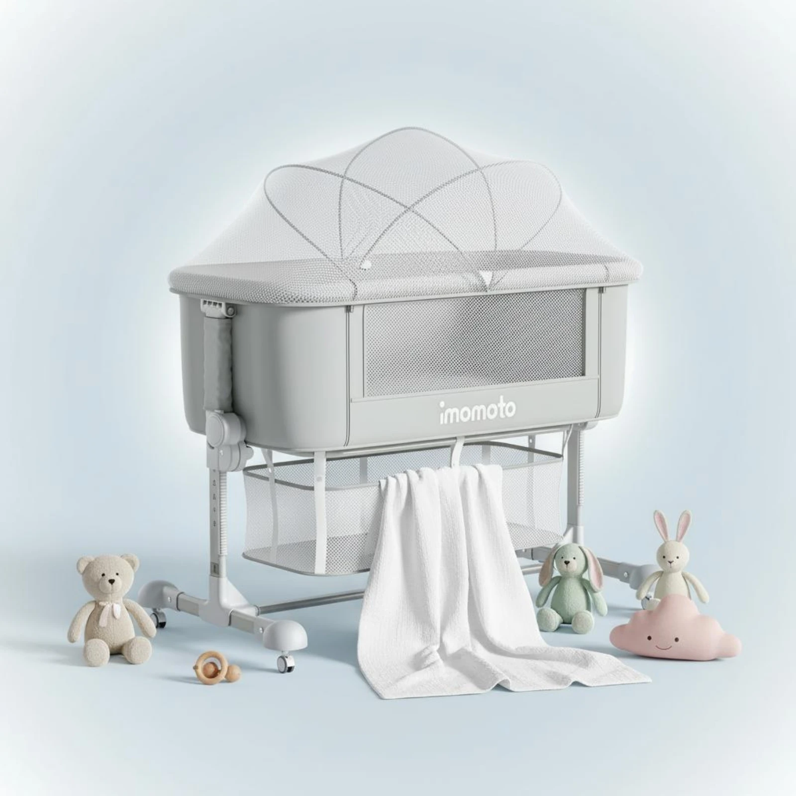 Adjustable Height Crib Anti Spit-up Portable Baby Crib Baby Bassinet Wheels Sleeping Cradle Mesh Edge for Infants
Adjustable Height Crib Anti Spit-up Portable Baby Crib Baby Bassinet Wheels Sleeping Cradle Mesh Edge for Infants