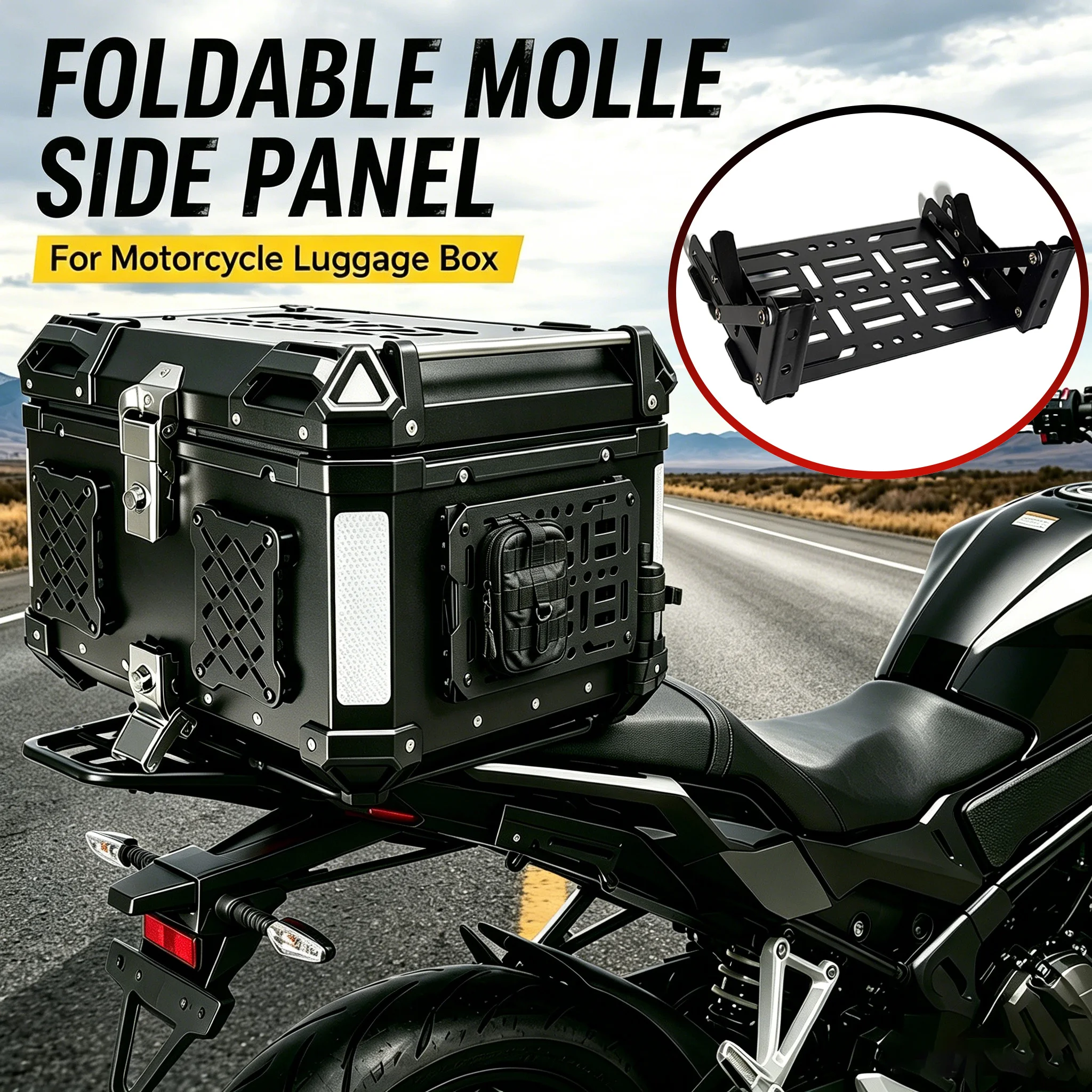 Folding Molle Panel Motorcycle Trunk Tail Box Universal Aluminum Alloy Tactical Panel Quick-Mounting Modular Organizer Storage
Folding Molle Panel Motorcycle Trunk Tail Box Universal Aluminum Alloy Tactical Panel Quick-Mounting Modular Organizer Storage