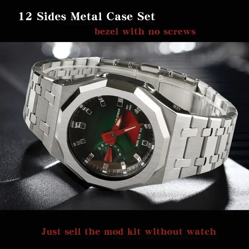 New 12 Sides Ga2100 Steel Case Rubber Strap Metal Watch Mod Kit for CASIO GA-2100 GA-B2100 Watch Band Refit Accessories
New 12 Sides Ga2100 Steel Case Rubber Strap Metal Watch Mod Kit for CASIO GA-2100 GA-B2100 Watch Band Refit Accessories
