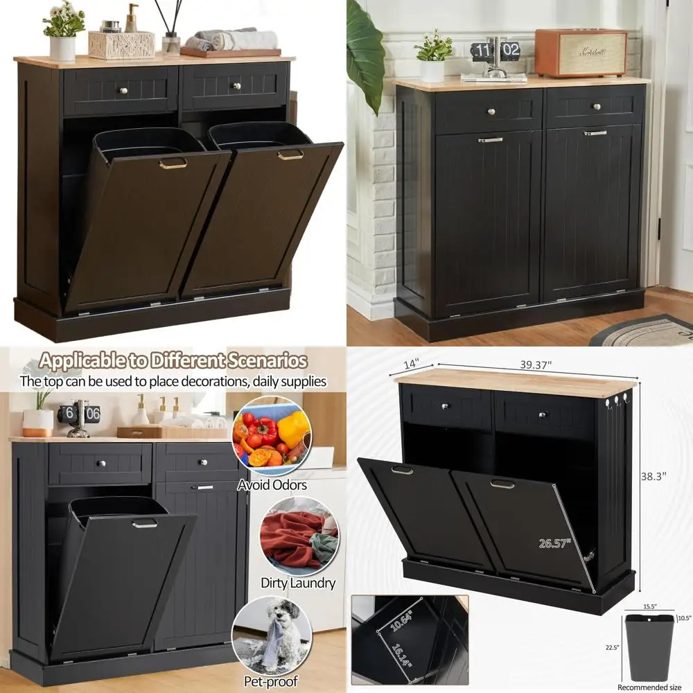 Скрытый кухонный шкаф для мусора и переработки, вместимость 2x13 галлонов, устойчивый к домашних животных, черный
Скрытый кухонный шкаф для мусора и переработки, вместимость 2x13 галлонов, устойчивый к домашних животных, черный