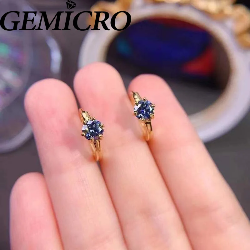 Gemicro Real 925 Silver 5mm Blue Moissanite Diamond GRA Pass Tester Hoop Stud Earrings for Women Fine Jewelry 18K Gold Plated
Gemicro Real 925 Silver 5mm Blue Moissanite Diamond GRA Pass Tester Hoop Stud Earrings for Women Fine Jewelry 18K Gold Plated