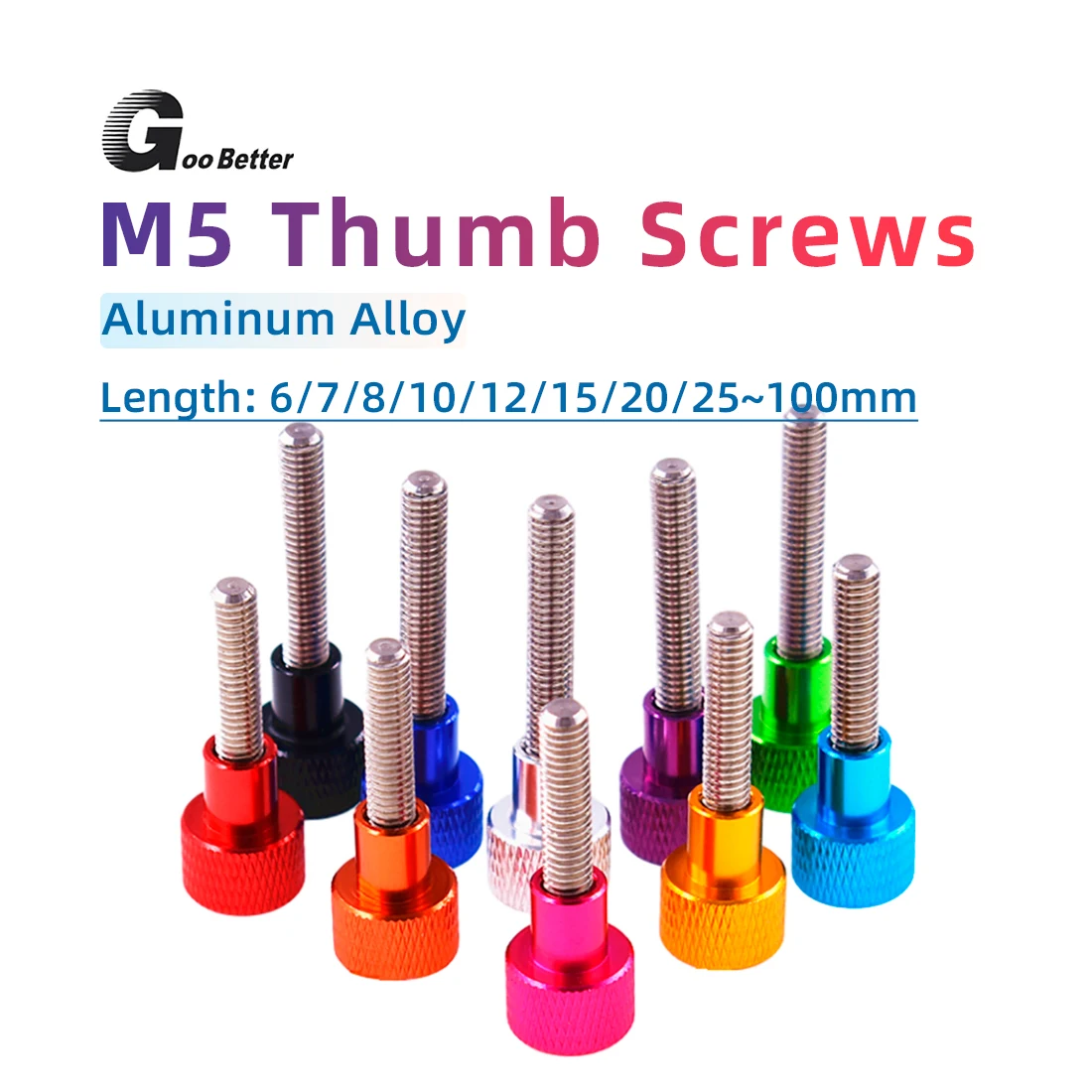 M5 Aluminum Alloy Knurled Thumb Screws + Stainless Steel Hand Turn Knob Bolts
M5 Aluminum Alloy Knurled Thumb Screws + Stainless Steel Hand Turn Knob Bolts