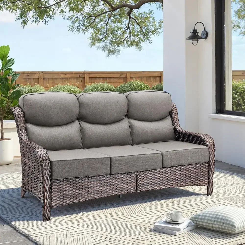 Elegant Outdoor Wicker 3-Seat Sofa Set with Cushions and Deep Seat, Weather-Resistant Patio Furniture for Garden and Deck (Brown
Elegant Outdoor Wicker 3-Seat Sofa Set with Cushions and Deep Seat, Weather-Resistant Patio Furniture for Garden and Deck (Brown