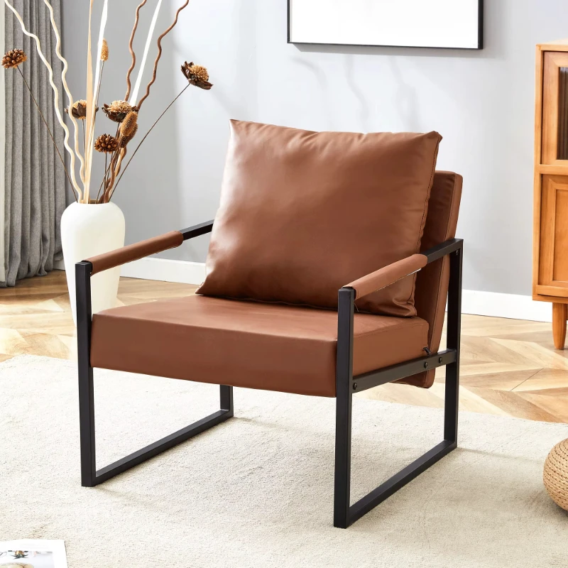 Durable and comfortable modern polyurethane leather sofa chair with black spray iron frame
Durable and comfortable modern polyurethane leather sofa chair with black spray iron frame