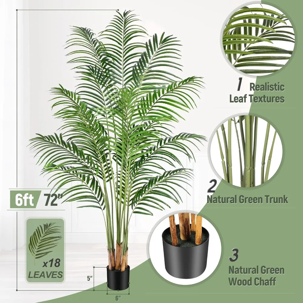 Artificial Palm Tree, 6 Feet High, Artificial Palm Tree Interior Decoration, with 18 Trunks and Real Bark Design
Artificial Palm Tree, 6 Feet High, Artificial Palm Tree Interior Decoration, with 18 Trunks and Real Bark Design