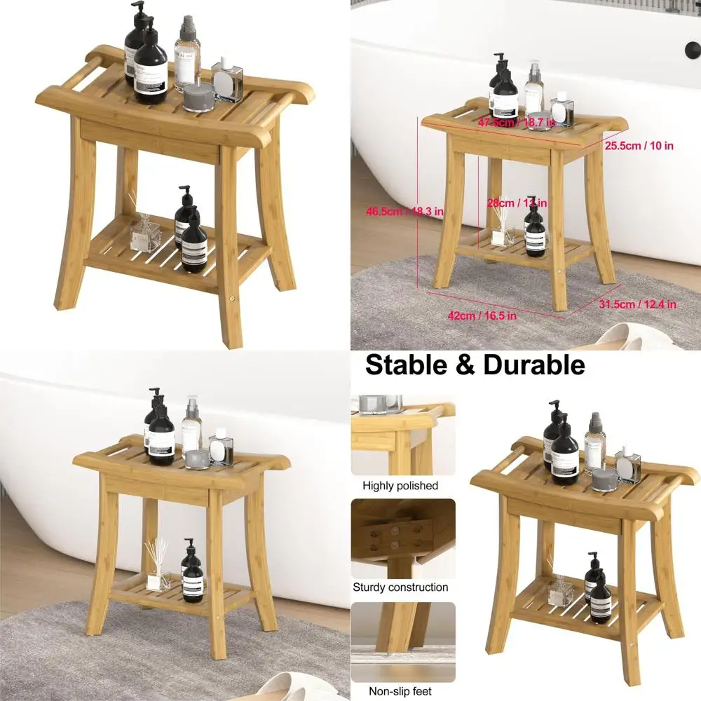 Compact Bamboo Shower Bench with Storage and Seat, Ideal for Small Shower Spaces, 19x10x18 Inches, Natural Finish
Compact Bamboo Shower Bench with Storage and Seat, Ideal for Small Shower Spaces, 19x10x18 Inches, Natural Finish