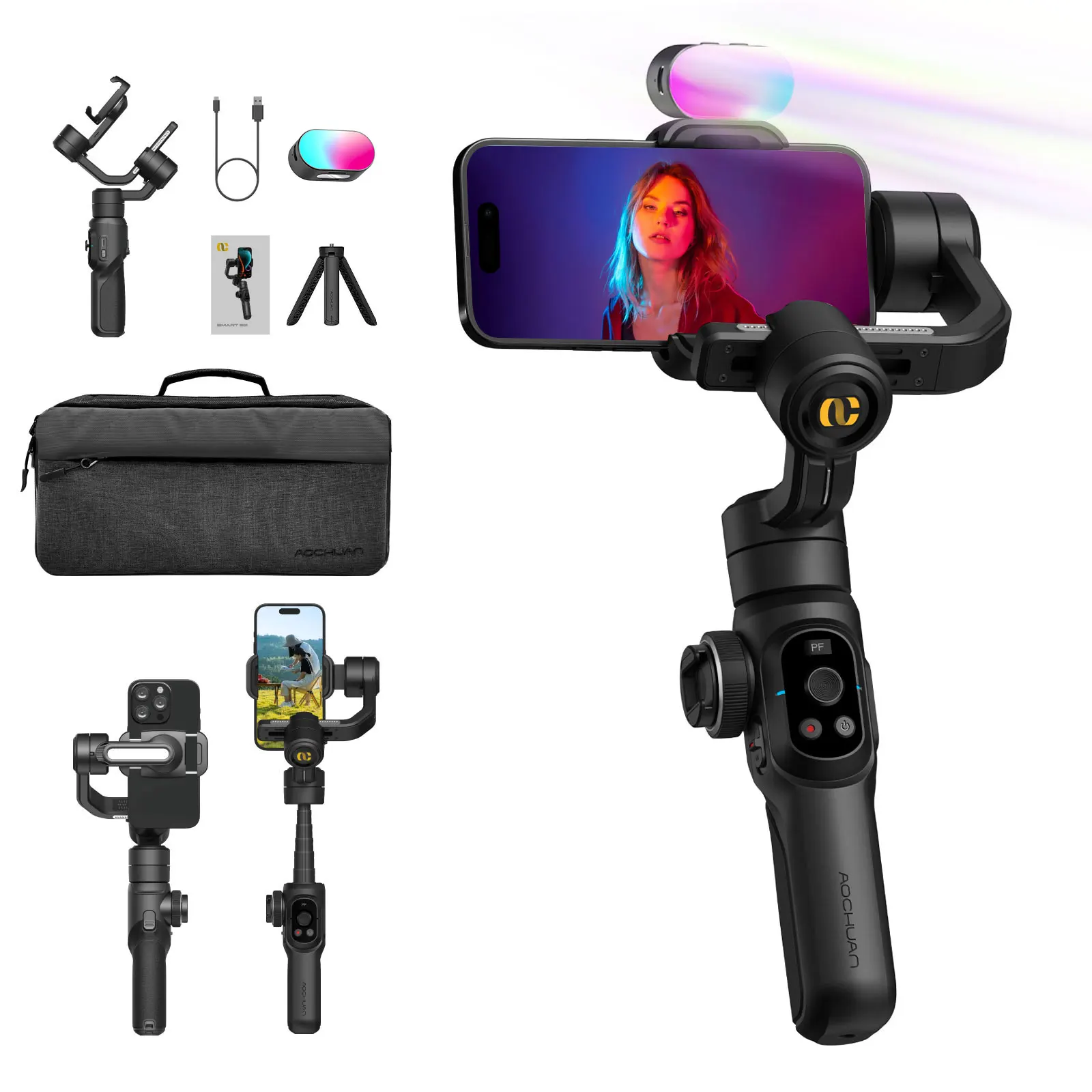 AOCHUAN Smart S2 3-Axis Intelligent Gimbal Stabilizer Built-in telescopic extension pole
AOCHUAN Smart S2 3-Axis Intelligent Gimbal Stabilizer Built-in telescopic extension pole