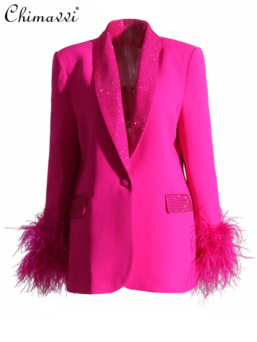 Sexy Suit Jacket 2023 Autumn New Fashion Long Sleeve Rhinestone Feather Slimming Patchwork Coat Loose Elegant Women's Blazers
Sexy Suit Jacket 2023 Autumn New Fashion Long Sleeve Rhinestone Feather Slimming Patchwork Coat Loose Elegant Women's Blazers