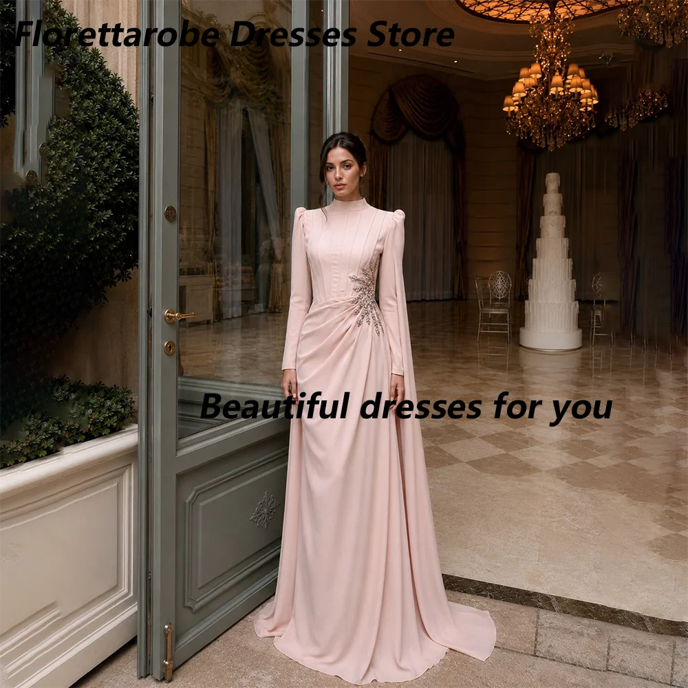 Exquisite Pink High Neck Evening Dress Customized Mermaid Long Sleeves Crystal Jersey Floor Length Party Dresses Long Prom Gown
Exquisite Pink High Neck Evening Dress Customized Mermaid Long Sleeves Crystal Jersey Floor Length Party Dresses Long Prom Gown