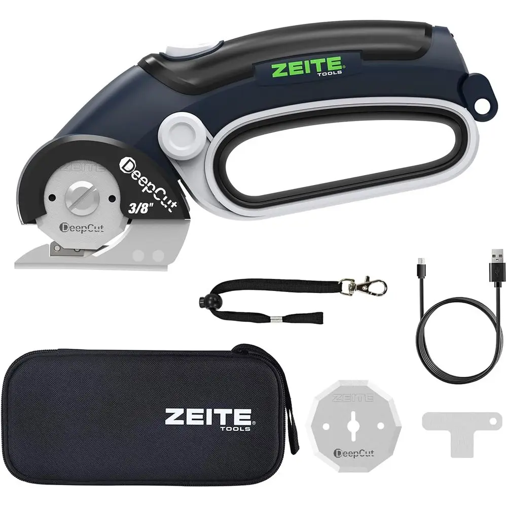 Rechargeable 3/8 Rotary Box Cutter with LED Light, Storage Box, and 2 Blades for Cardboard, Fabric, and Leather
Rechargeable 3/8 Rotary Box Cutter with LED Light, Storage Box, and 2 Blades for Cardboard, Fabric, and Leather