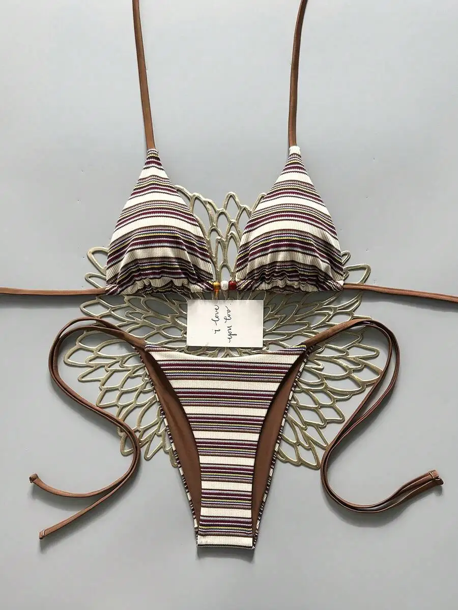 Striped Two Piece Bikini Set For Women Summer Swimwear
Striped Two Piece Bikini Set For Women Summer Swimwear