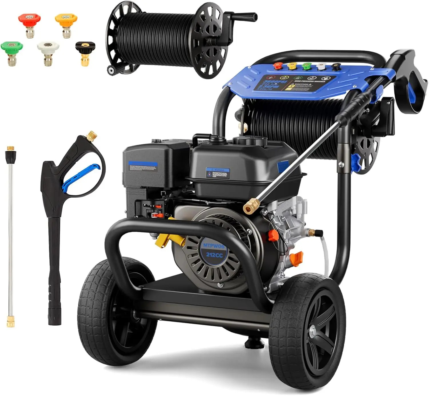 Gas Pressure Washer 3600 PSI 2.3 GPM, 212cc Gas Powered Pressure Washer with Soap Tank, 30 FT Hose & 5 Nozzles, Heavy Duty
Gas Pressure Washer 3600 PSI 2.3 GPM, 212cc Gas Powered Pressure Washer with Soap Tank, 30 FT Hose & 5 Nozzles, Heavy Duty