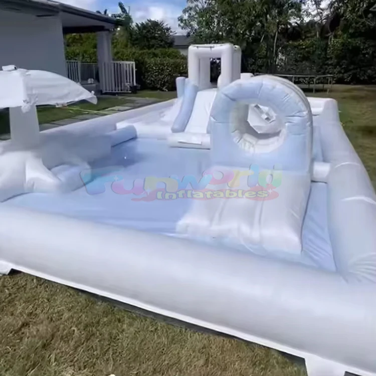 Outdoor Play Bouncy House Juegos Pvc White Inflatable Obstacle Course Bounce House with Slide Water Pool for Kids
Outdoor Play Bouncy House Juegos Pvc White Inflatable Obstacle Course Bounce House with Slide Water Pool for Kids