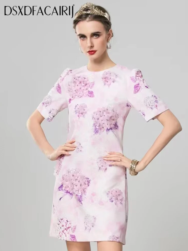 DSXDFACAIRIJ Beading Appliques Dress For Women O-Neck Short Sleeves Flowers Print Vintage Mini Dresses Fashion Summer Female
DSXDFACAIRIJ Beading Appliques Dress For Women O-Neck Short Sleeves Flowers Print Vintage Mini Dresses Fashion Summer Female