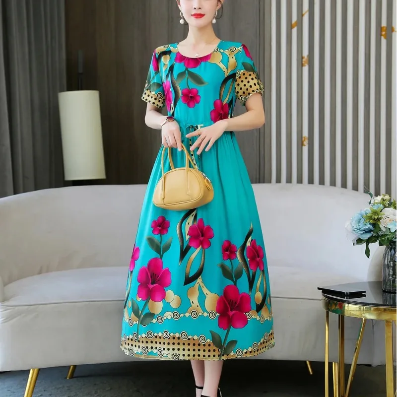 New Casual Fashion Summer Dresses For Women 2023 Vintage Elegant Short Sleeve Printing Women Dress O-Neck Women Clothing J113
New Casual Fashion Summer Dresses For Women 2023 Vintage Elegant Short Sleeve Printing Women Dress O-Neck Women Clothing J113