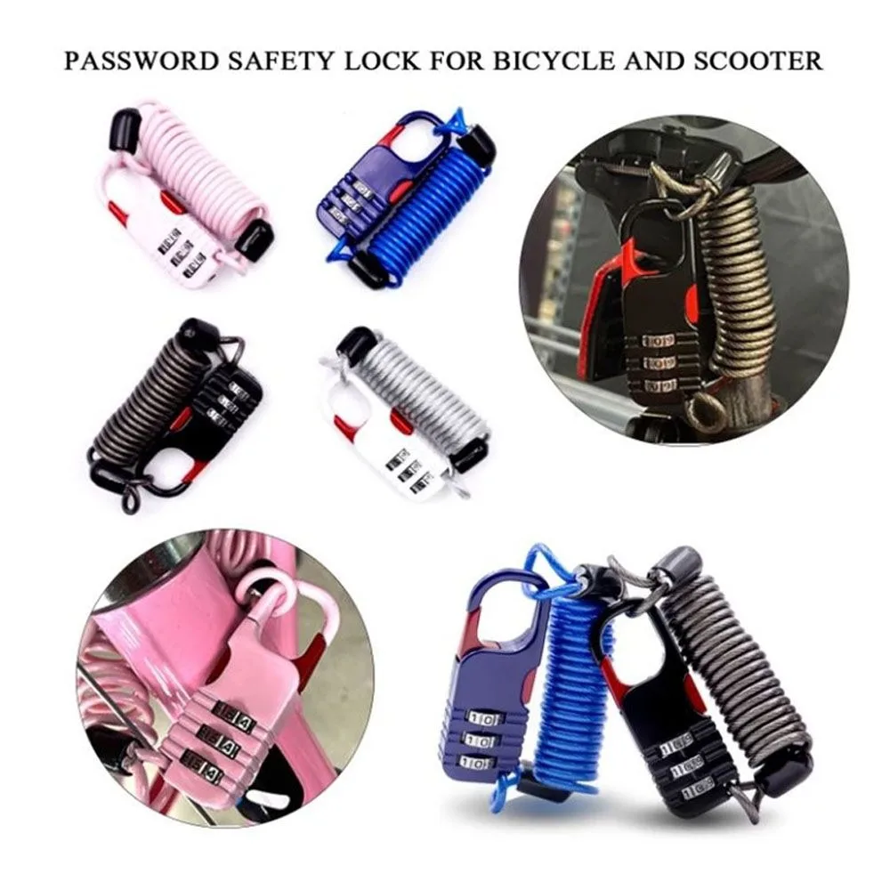 Bicycle Anti Theft Motorcycle Three Digit Password Combination Safety Cable Wire Rope Helmet Lock 60 * 22mm Safety Accessories
Bicycle Anti Theft Motorcycle Three Digit Password Combination Safety Cable Wire Rope Helmet Lock 60 * 22mm Safety Accessories